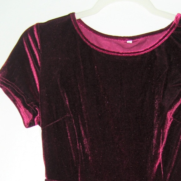 LAST ONE! Chic Scoop Neck Velvet A Line Dress - Picture 6 of 8